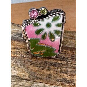 Mars Valentine Ring Sterling Silver Porcelain Shard Statement Ring